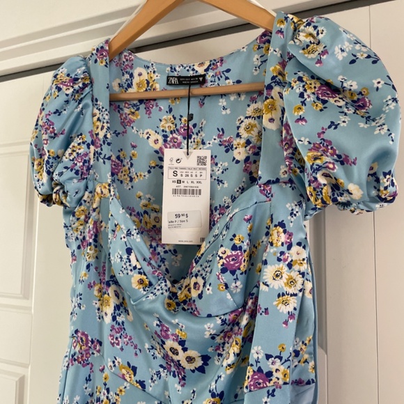 Zara floral printed dress with satin effect - Picture 2 of 7